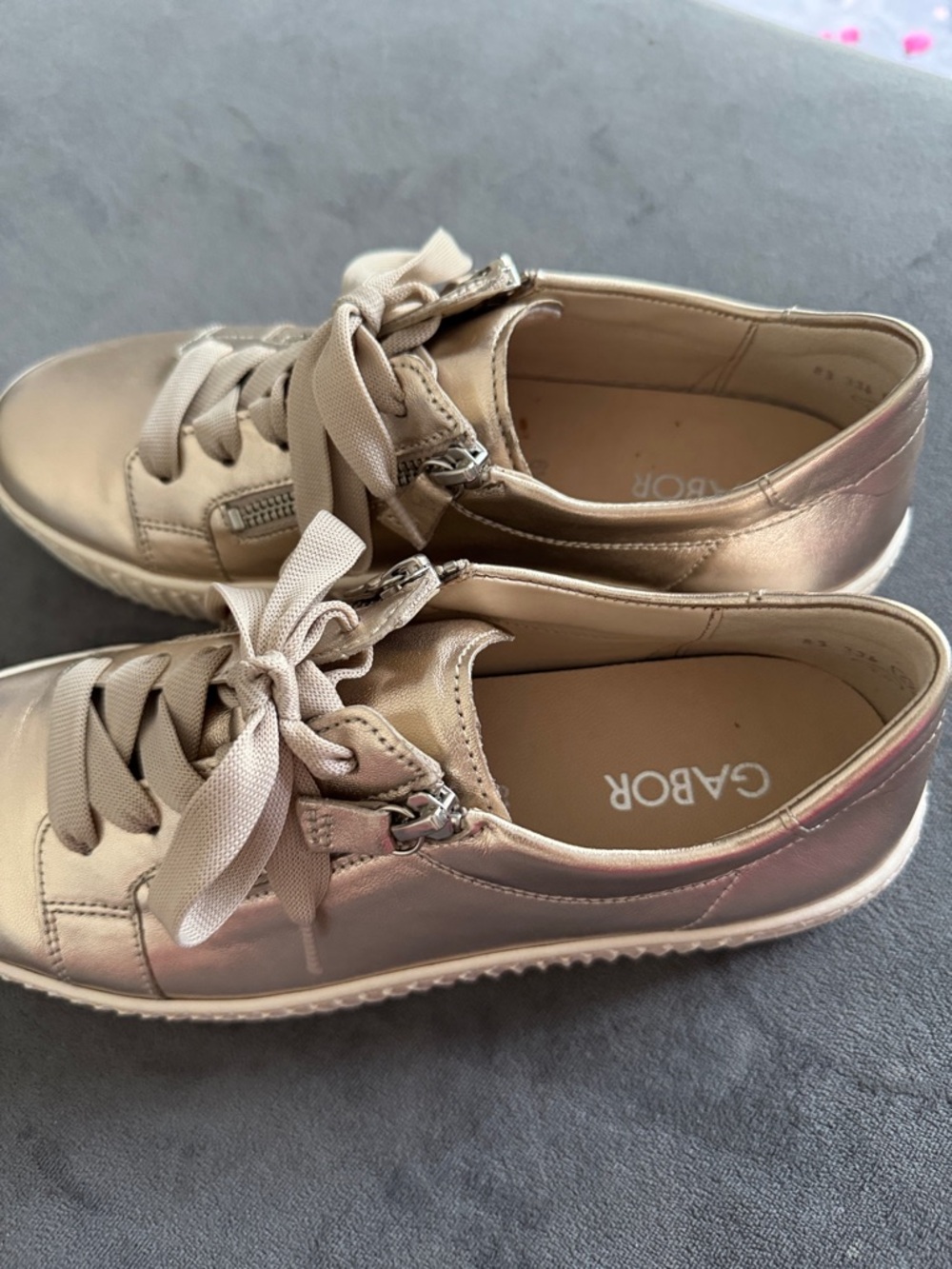 Gabor Women's Metallic Gold Lace-Up Sneakers - Picture 2 of 7